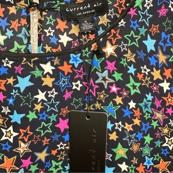 NWT Current Air Star Print Multicolor Flowy Ruffle Blouse - Picture 5 of 9